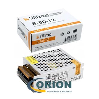 AC/DC преобразователь    12V/5A 60W IP20 S-60-12 SWG