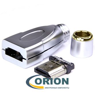HDMI7009 Штекер "позолоченный" на кабель с кожухом FY-1020, пайка
