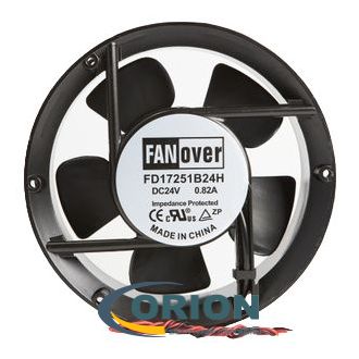 Вентилятор 172x172x51mm DC 24V 0.82A (качения) FANOVER FD17251B24H с гибким отводом 300мм 2 pin