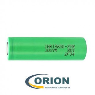 Аккумулятор 2500mAh 3.7V INR18650-25R (ток разряда 20А) JOUYM плоский плюс
