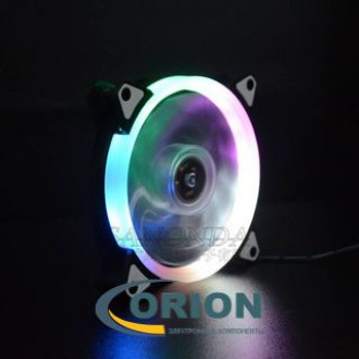 Вентилятор 120х120x25mm DC 12V 0.25A c подсветкой и гибким отводом 300мм 2 pin
