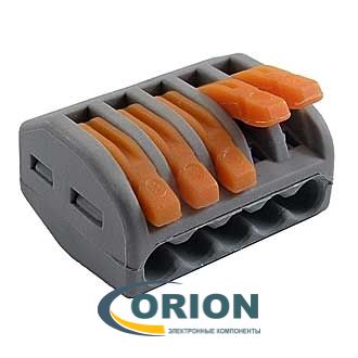 Клеммник зажимной 5 контактов PCT-215 (222-415) 250V/4kV 32A RUICHI