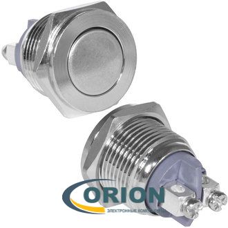 Кнопка GQ16PF-10/N = QN16-A1 (PBS-28B-2 D-16 mm) OFF-(ON) 250V 3A IP65 (плоская/винт)