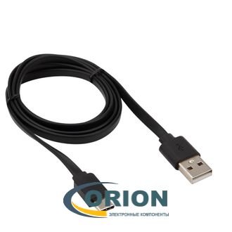 Шнур USB A штекер - USB Type-C штекер 1.0м 2.4A Rexant черный плоский