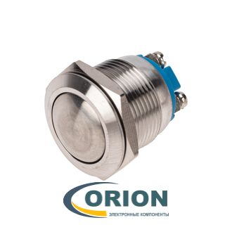 Кнопка PBS-28B, A19-A2 D-19 mm = GQ19B-10/N OFF-(ON) 250V 3A IP65 (купол/винт)