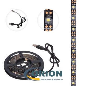 Светодиодная лента 2835 белая с USB-коннектором, 60LED/м, 8мм IP23 5V катушка 3 метра