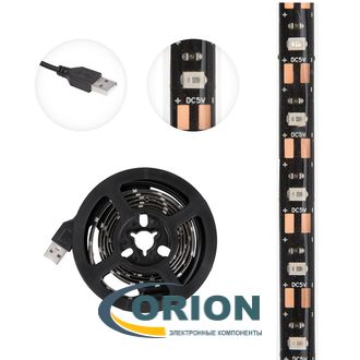 Светодиодная лента герметичная 2835 желтая с USB-коннектором, 60LED/м, 8мм IP65 5V катушка 1 метр