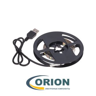 Светодиодная лента 2835 белая с USB-коннектором, 60LED/м, 8мм IP23 5V катушка 2 метра