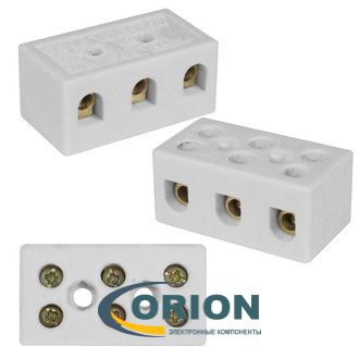 Клемма винтовая керамическая 3x2 контакта КВК-3-16 400V 16A RUICHI