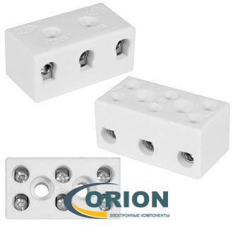 Клемма винтовая керамическая 3x2 контакта КВК-3-12 400V 12A RUICHI