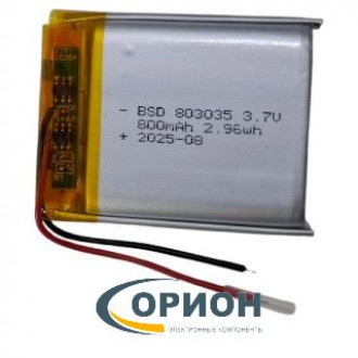 Аккумулятор LP803035 3.7V 800mAh схема защиты гибкие выводы
