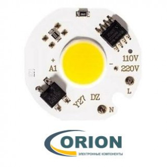 Светодиод модуль COB Y27 220VAC  5W белый теплый 3200K (600Lm)