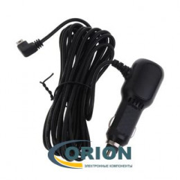 Автомобильный адаптер  5V 2400mA для видеорегистратора + 2 разъема USB 5V 2.4A/QC3.0 (разъем mini USB угловой правый) кабе