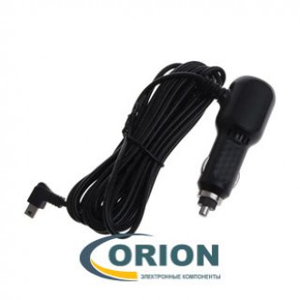 Автомобильный адаптер  5V 2400mA для видеорегистратора + 2 разъема USB 5V 2.4A/QC3.0 (разъем mini USB угловой левый) кабел