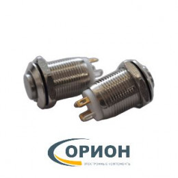 Кнопка QN12-C1   5V белая подсветка OFF-(ON) 36V 2A IP67 (выступающая плоская/клеммы)