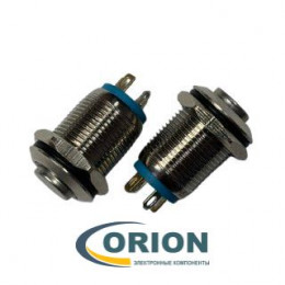 Кнопка QN12-C1   5V синяя подсветка OFF-(ON) 36V 2A IP67 (выступающая плоская/клеммы)
