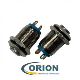 Кнопка QN12-C1   5V синяя подсветка OFF-(ON) 36V 2A IP67 (выступающая плоская/клеммы)
