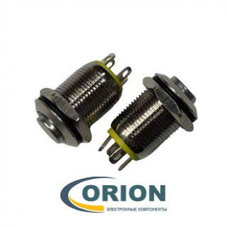 Кнопка QN12-C1   5V желтая подсветка OFF-(ON) 36V 2A IP67 (выступающая плоская/клеммы)