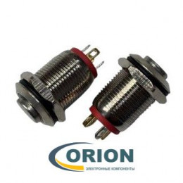 Кнопка QN12-C1   5V красная подсветка OFF-(ON) 36V 2A IP67 (выступающая плоская/клеммы)