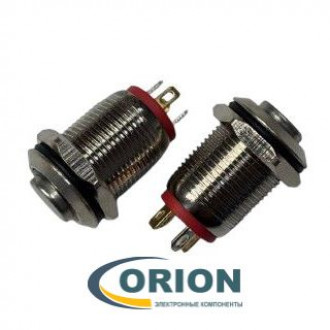 Кнопка QN12-C1   5V красная подсветка OFF-(ON) 36V 2A IP67 (выступающая плоская/клеммы)