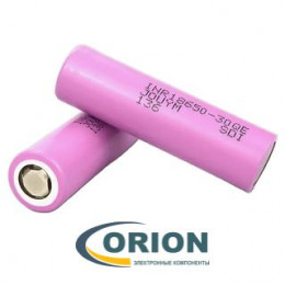 Аккумулятор 3000mAh 3.7V INR18650-30Q (ток разряда 20А) JOUYM плоский плюс