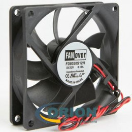 Вентилятор  80х80х20mm DC 12V 0.15A (скольжения) FANOVER FD8020S12H с гибким отводом 300мм 2pin