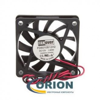 Вентилятор  60х60х10mm DC 12V 0.12A (качения) FANOVER FD6010B12H2 с гибким отводом 300мм 2 pin