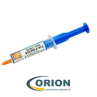 Флюс гель 6-412 BGA/SMD SOLINS безотмывочный 10гр шприц