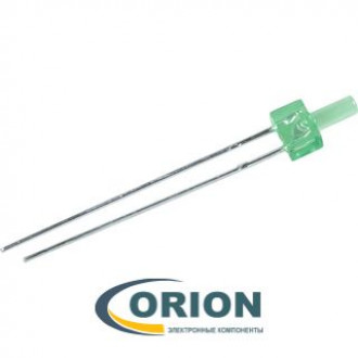 Светодиод  2мм Flat Top зеленый матовый 10мкд, L-13GD 70°
