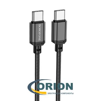 Шнур USB Type-C штекер - USB Type-C штекер 1.0м 3A 60W BOROFONE BX87 тканевый чёрный
