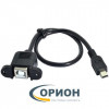 Шнур USB B гнездо - USB mini-B(5P) штекер 0.5м (v2.0) для монтажа на панель