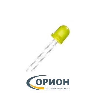 Светодиод 10мм жёлтый матовый 30мкд 10003YD (10AO4HD) 60°