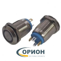 Кнопка QN12-C1   5V синяя подсветка OFF-(ON) 36V 2A IP67 (плоская/клеммы)