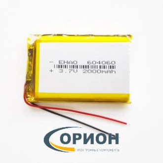 Аккумулятор LP604060 3.7V 2000mAh схема защиты гибкие выводы 2 pin