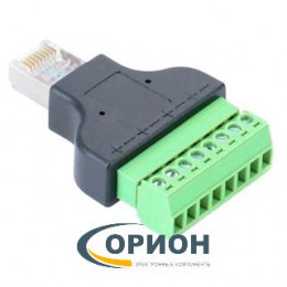 PiN штекер TP8P8C cat.5E RJ-45, с клеммной колодкой (пластик)