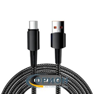 Шнур USB A штекер - USB Type-C штекер 1.0м 6A 120Вт Rexant нейлон чёрный