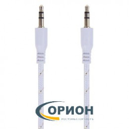 Шнур 3.5мм штекер - 3.5мм штекер 1м стерео (AUX) Rexant в тканевой оплетке белый
