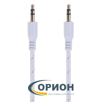 Шнур 3.5мм штекер - 3.5мм штекер 1м стерео (AUX) Rexant в тканевой оплетке белый