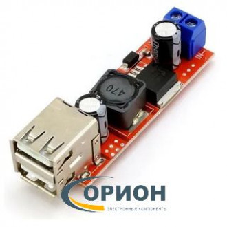 Автомобильный адаптер  5V 3100mA с 2 USB разъемами без корпуса LM2596