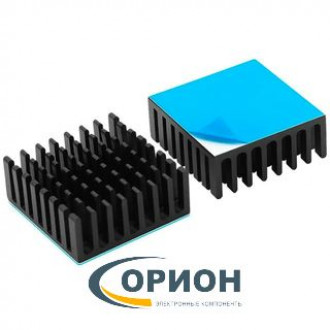 Радиатор  40x40x11мм ребристый алюминиевый с термоскотчем двухсторонним 3M 9448A