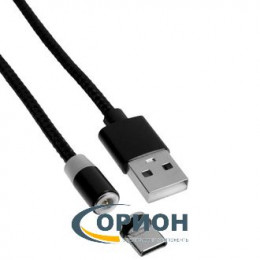 Шнур USB A штекер - USB Type-C штекер 1.0м 2.4A MX-CB37 нейлон черный МАГНИТНЫЙ с подсветкой