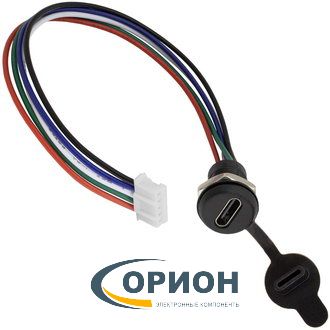 USB Type-C Розетка на корпус 5pin с проводом, с разъемом HB-02 TYPE-C-5pin-20-PH2.0