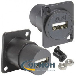 Переходник USB A гнездо - USB A гнездо на панель USB2.0 A(F)-A(F) PS