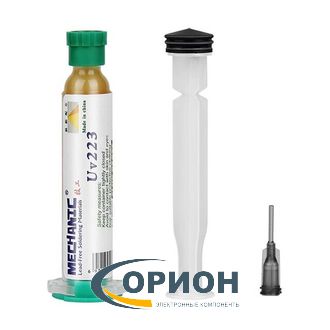 Флюс гель UV-223 10СС 10гр MECHANIC картридж с толкателем + 2 иглы
