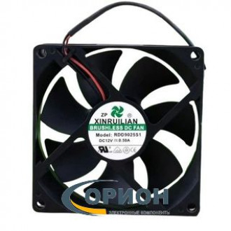 Вентилятор  92х92х25mm DC 12V 0.30A (скольжения) RDD9025S1 XINRUILIAN с гибким отводом 250мм 2 pin
