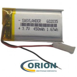 Аккумулятор LP602035 3.7V 450mAh схема защиты гибкие выводы