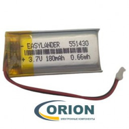 Аккумулятор LP551430 3.7V 180mAh схема защиты гибкие выводы 2pin