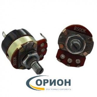 Резистор переменный   500ком  WH138-1AK-1 0,5Вт [LIN] с выключателем 250V/1A, L-7.5 короткий вал