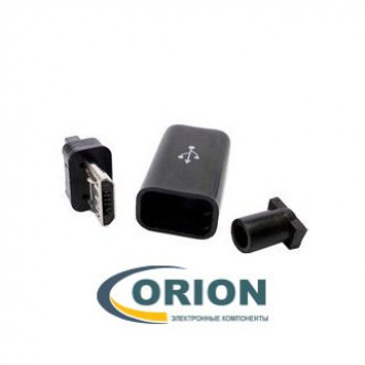 USB micro Штекер на кабель с корпусом 5pin (черный)