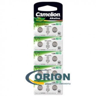 Батарейка AG13 (G13, LR44, LR1154, 357A, A76) 1.5V Camelion 11.6х5.4мм